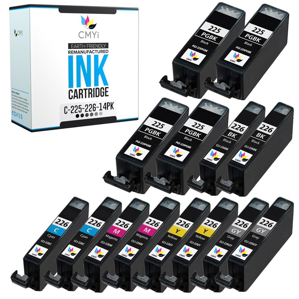 CMYi 14PK Compatible Printer Ink 225 226 for Canon PIXMA MG5220 MG5320 MG6120