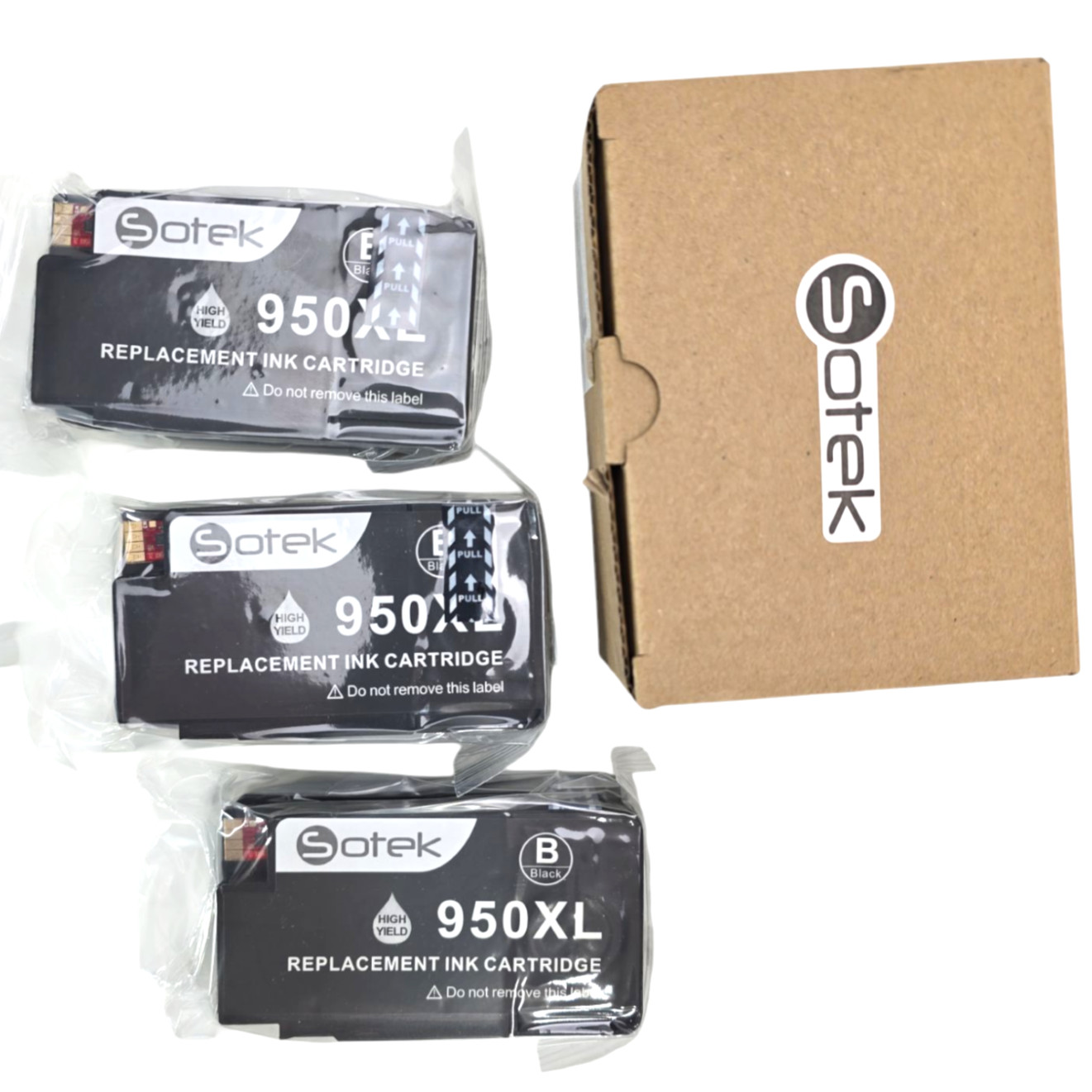 Sotek Ink 950XL Cartridges Black 3 Unopened Factory Sealed Three Box 