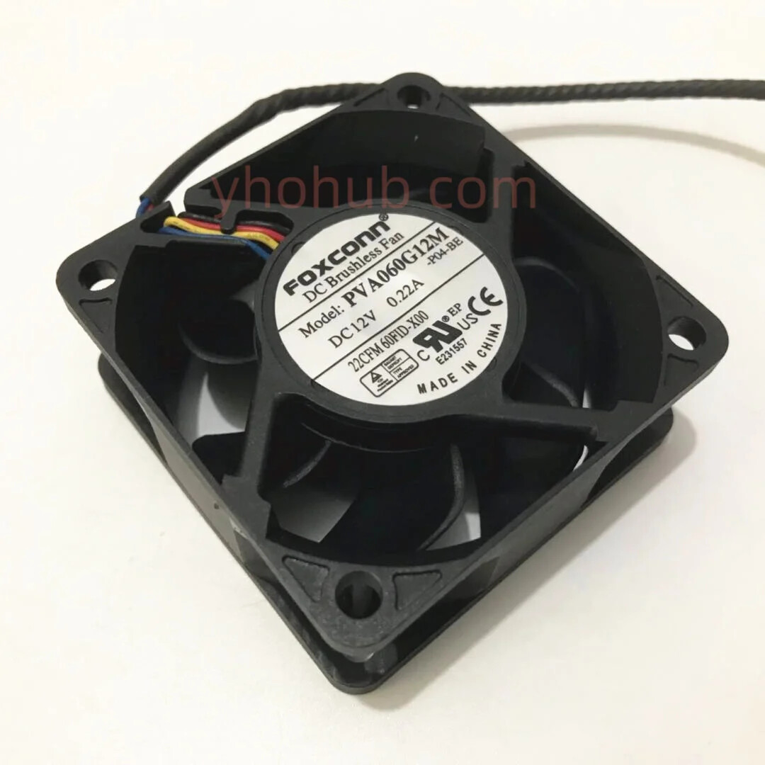 Foxconn PVA060G12M P04-BE DC 12V 0.22A 4-Wire 60x60x25mm Server Cooling Fan