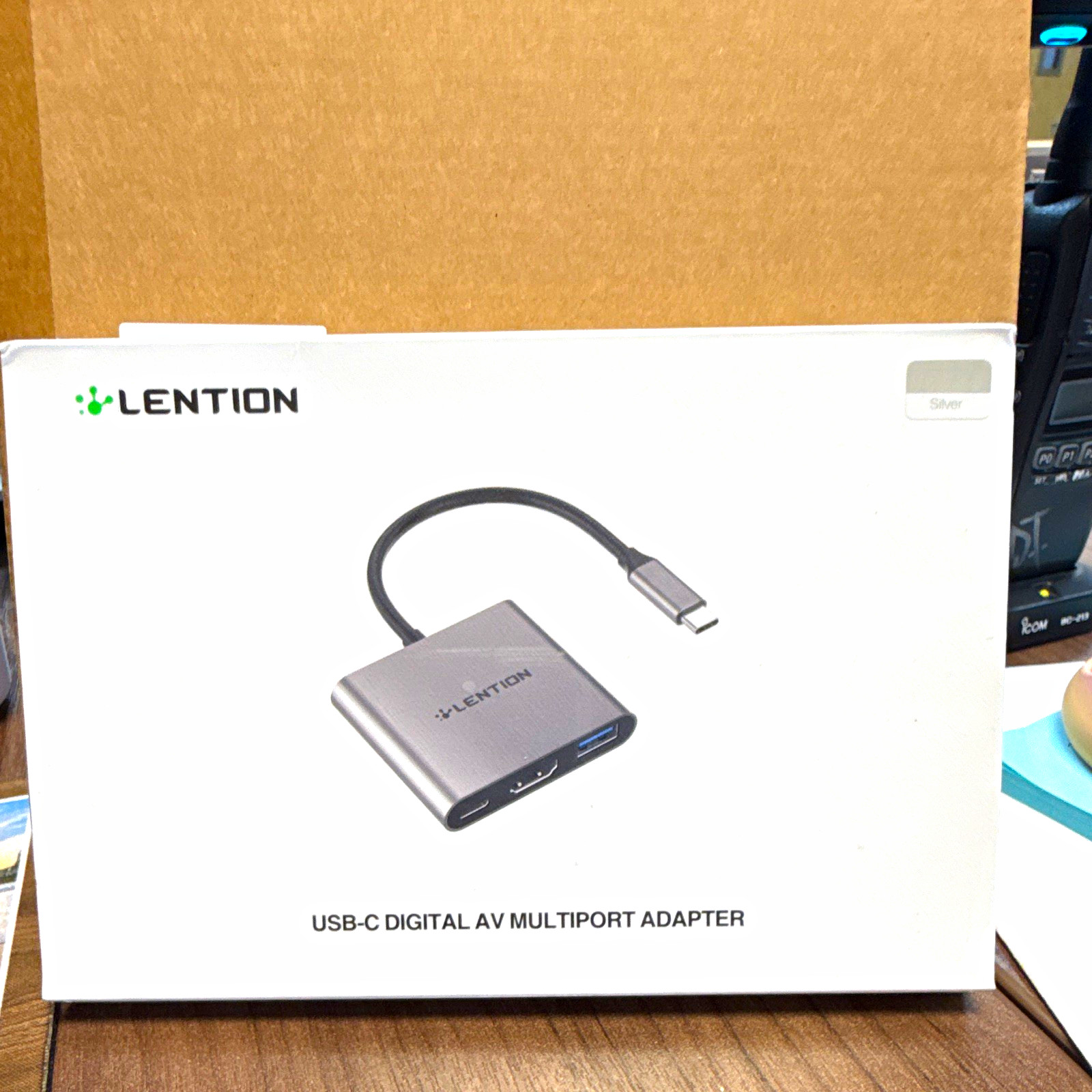 LENTION Silver USB-C Multiport Adapter 1:3 HDMI USB-A USB-C Portable