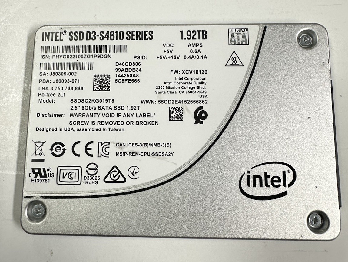 Intel SSD D3-S4610 1.92TB SSDSC2KG019T8 SATA 6Gb/s  2.5" 98%