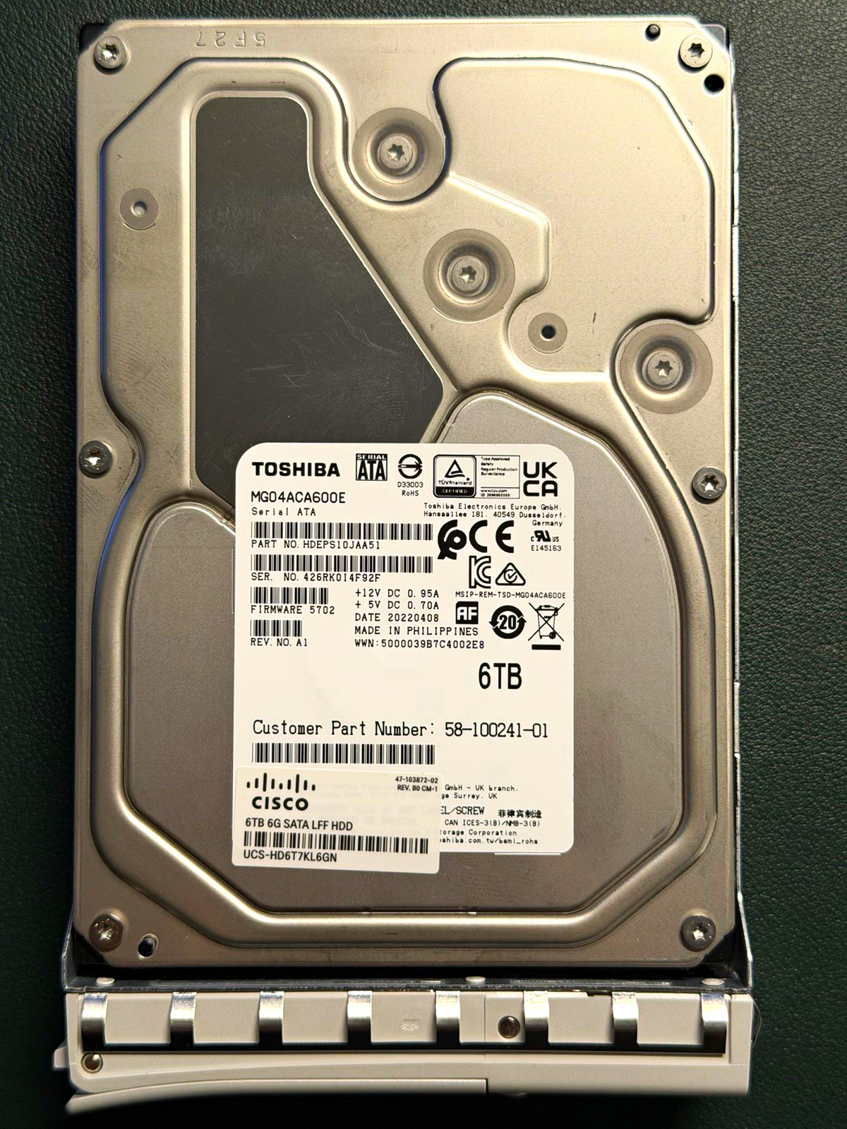 Toshiba MG04ACA600E 6TB SATA III 3.5" 7200RPM 128MB HDD (Cisco)