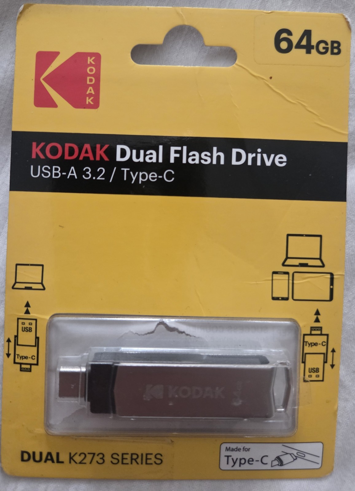 Kodak Dual Flash Drive, DUAL K273 SERIES, with a 64GB capacity.
