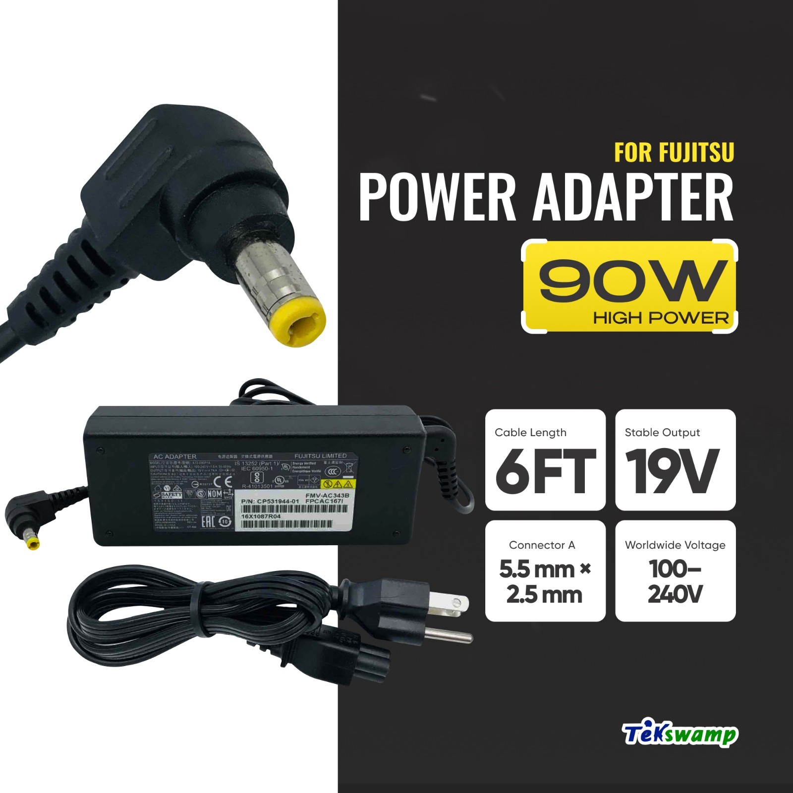 NEW Original Fujitsu 90W AC Power Adapter for Lifebook T904 T935 T936 T937 T938