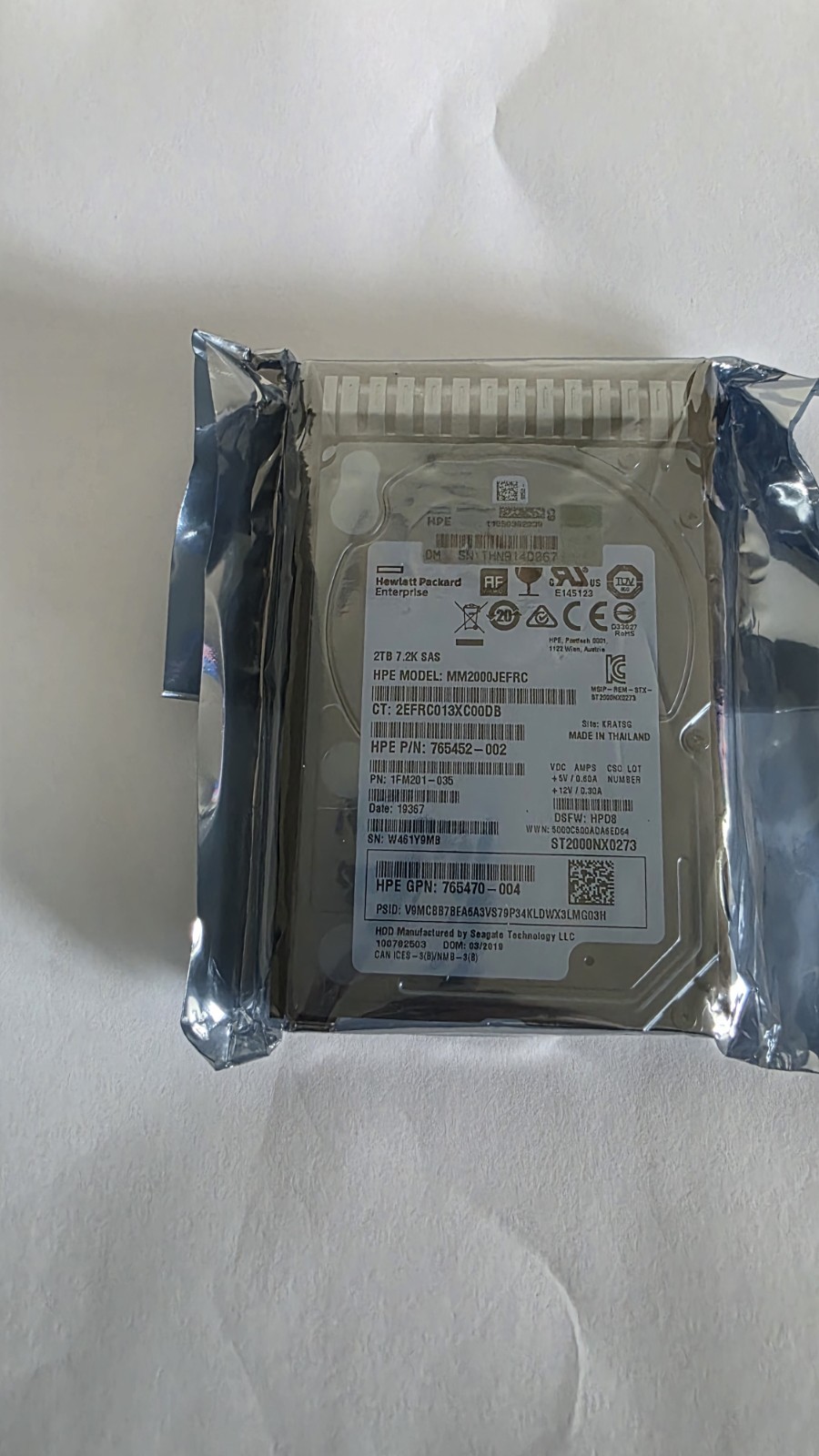 New HP MM2000JEFRC 2TB SAS 7.2K SFF SC 512e DS HDD 2.5" w/Caddy | 100% Health