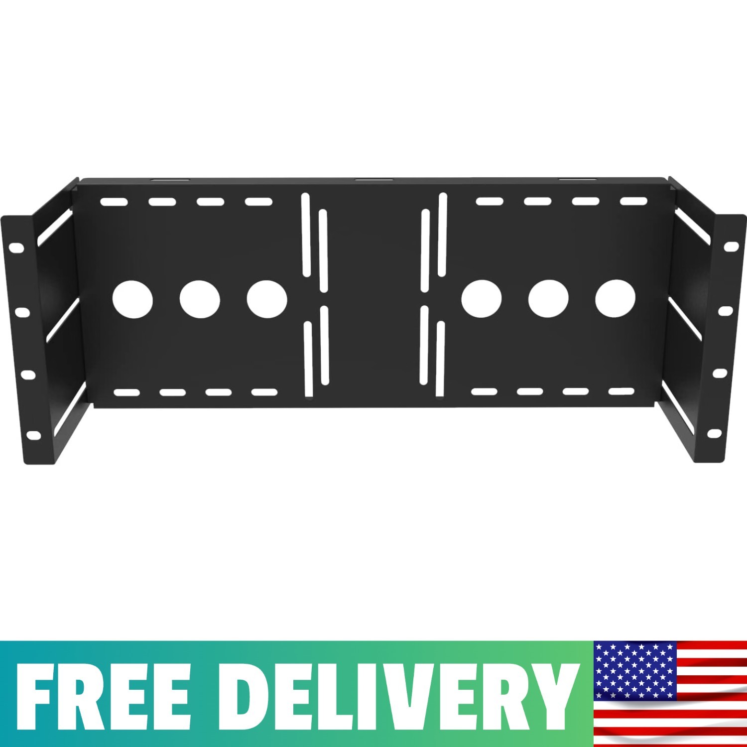 4U Universal VESA LCD Monitor Mounting Bracket 19 Inch Server Rack Cabinet Black