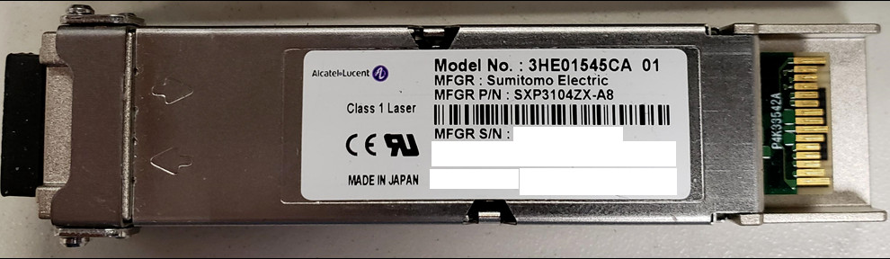 Alcatel-Lucent 3HE01545CA AA01 10GBASE-ZR XFP-10GE 80km 1550nm IPUIBEHDAA NOKIA
