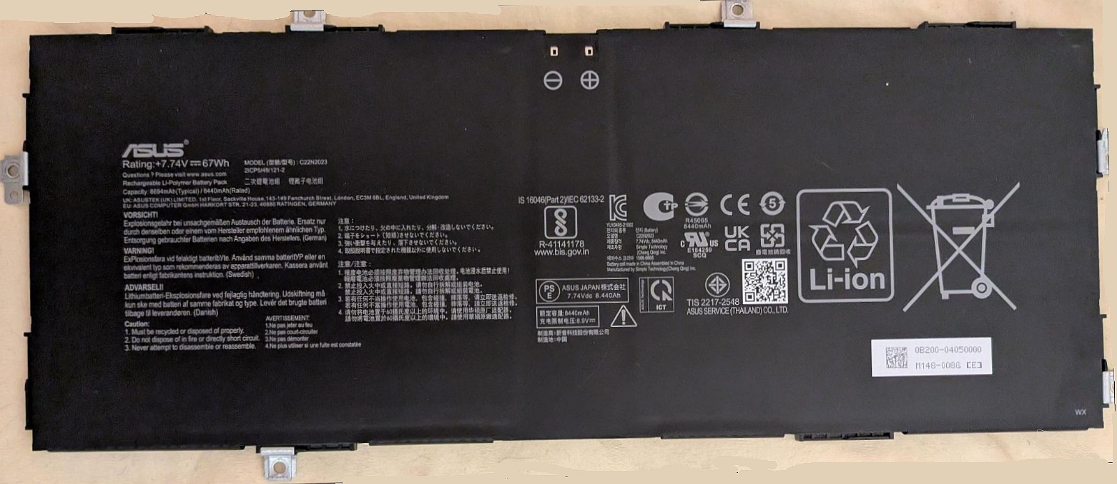 Genuine C22N2023 Battery for ASUS Chromebook