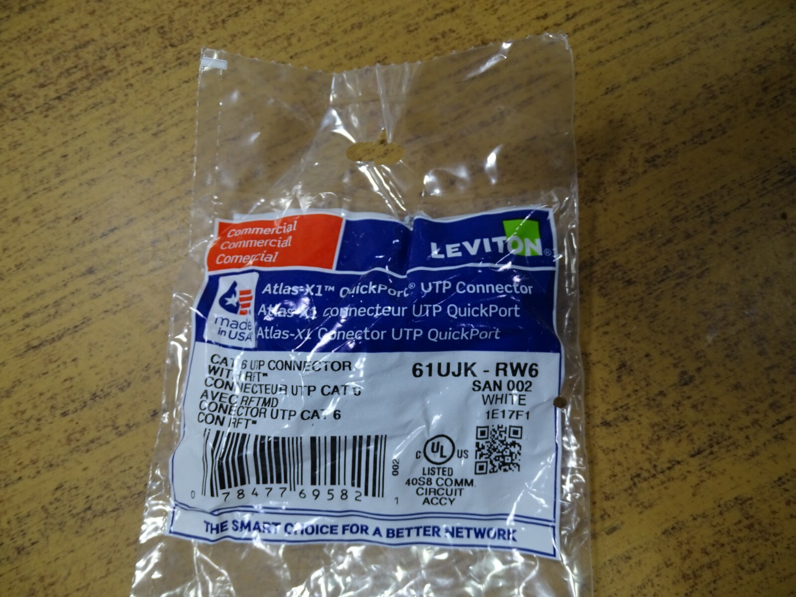 LEVITON 61UJK-RW6 Mod Jack, Atlas-X1, Category 6 UTP Connector, White