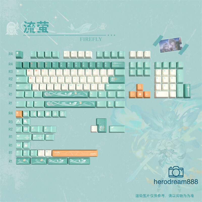Honkai Star Rail 140 Keycaps Firefly PBT Dye-sub Keycaps for Cherry MX Keyboard