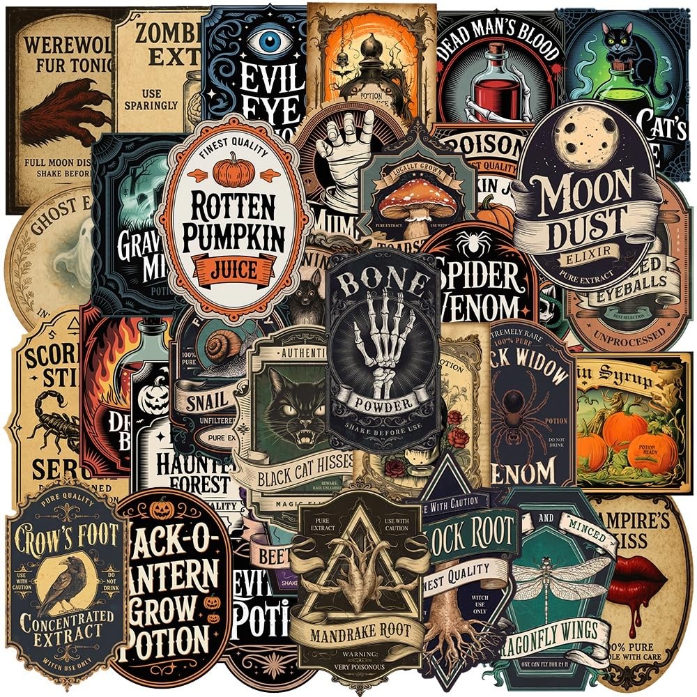 100PCS Halloween Potion Label 2 to 3 inches, Stickers
