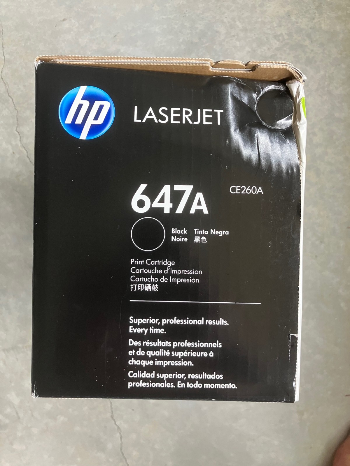 HP 647A CE260A Black Toner Cartridge Genuine New Sealed-MINOR BOX DAMAGE