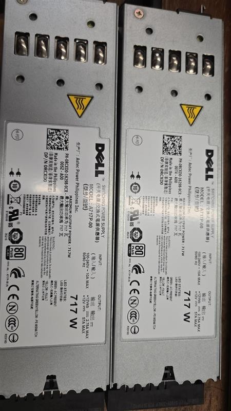 LOT OF 2 RCXD0 Dell PowerEdge R610 717W Power Supply A717P-00 0RCXD0 D717P-S0