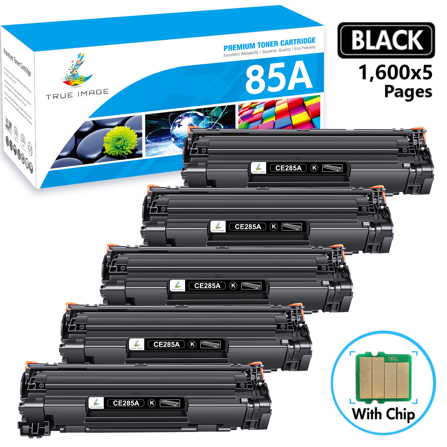 5PK CE285A 85A Black Toner Cartridge Compatible For HP 85A LaserJet Pro M1132