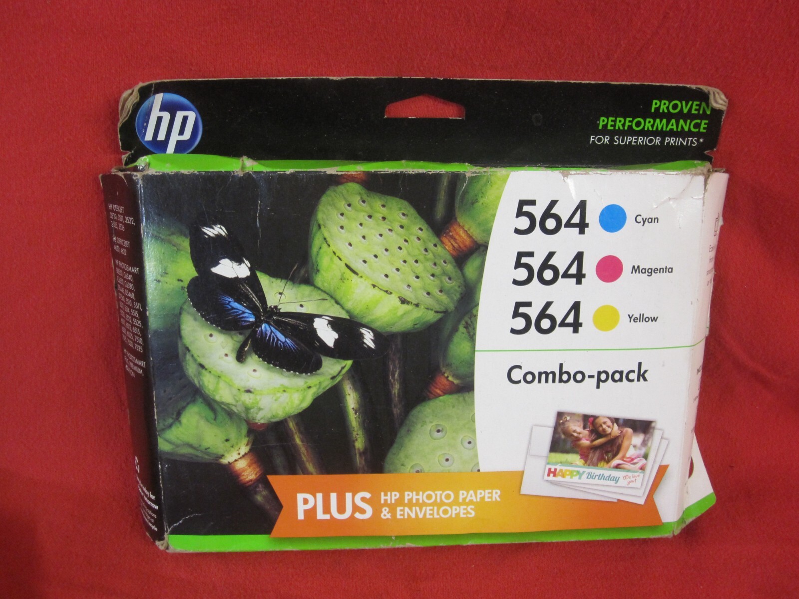Genuine 3 Pack HP 564 Color Ink Cartridges Combo Pack w Photo Paper 09/16