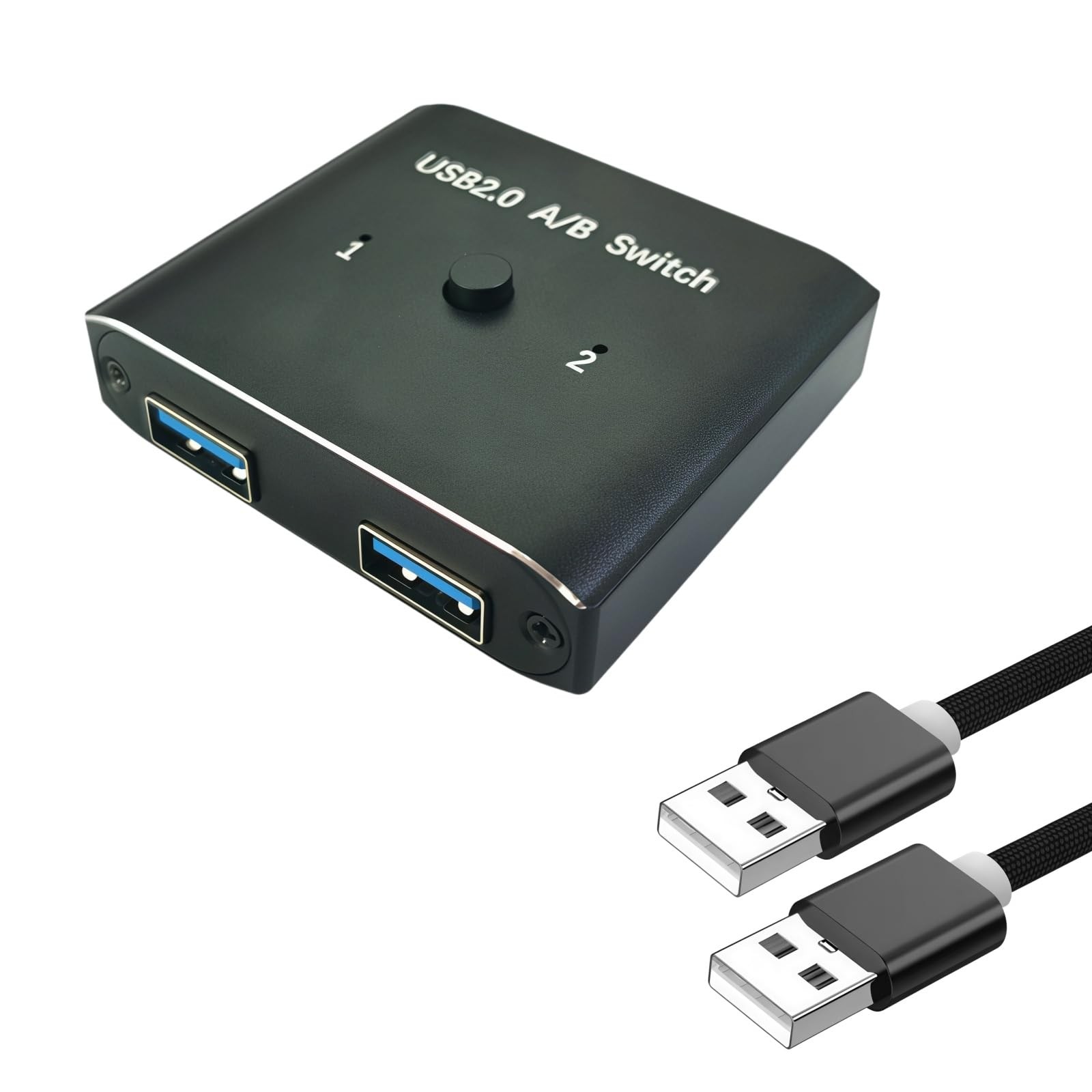 USB2.0 Switch with 2Pack Usb2.0 Cable(1M), Bi-Directional 1 in 2 Out/2 in 1 O
