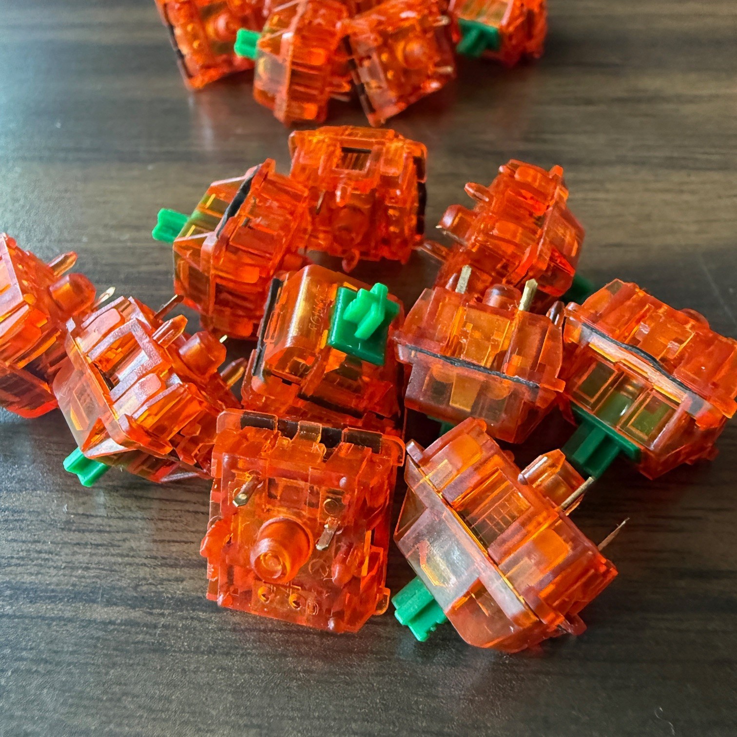 Hand Lubed and Filmed C3 Equalz Tangerine Linear Switches 67g (80 Count)