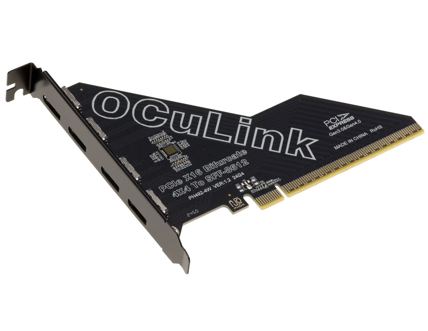 KALEA-INFORMATIQUE PCIe Gen 4.0 x16 To 4-Port Oculink SFF-8612 SFF-8611
