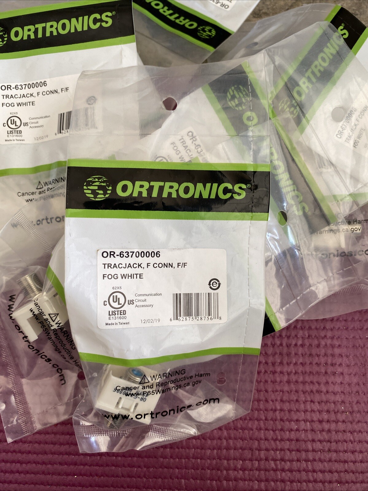 Ortronics OR-63700006 TracJack 1/F Connector, Fog White