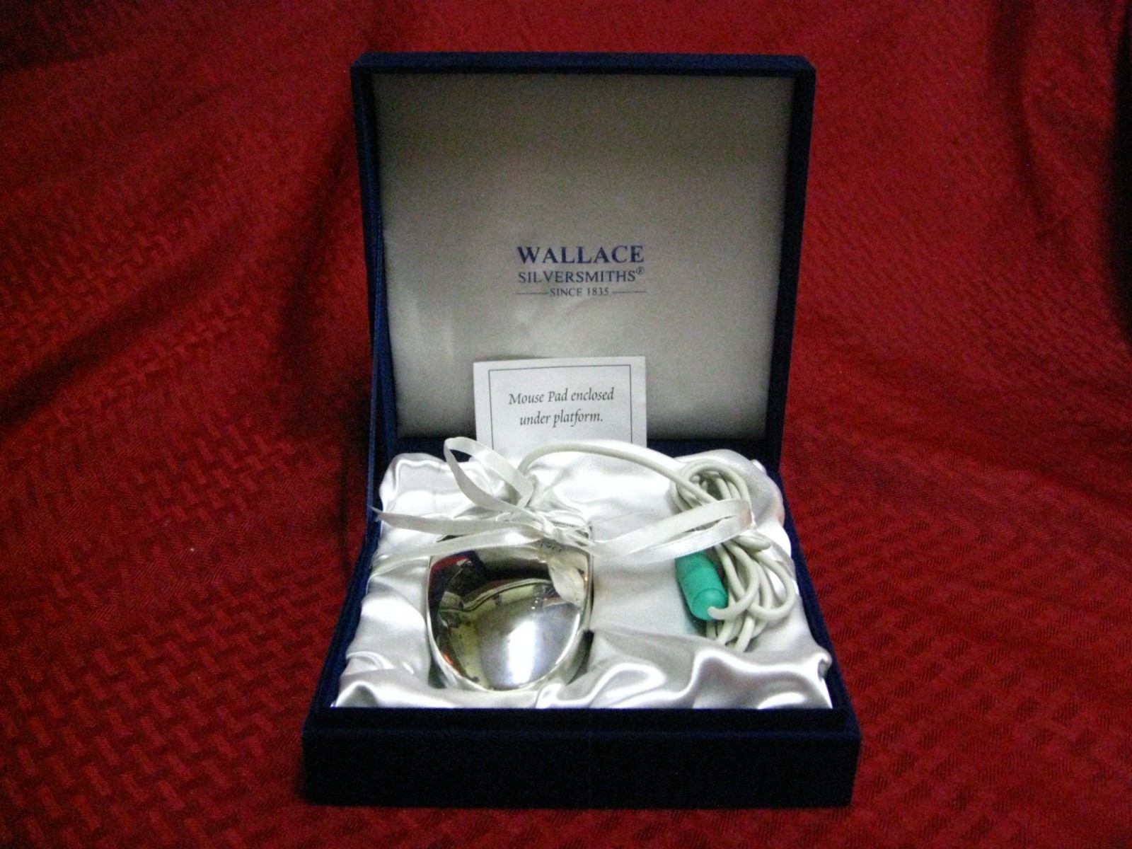 Vtg Wallace Silversmith silver Plated 2-Button PS/2 Mouse MUO6P Velvet Box NEW