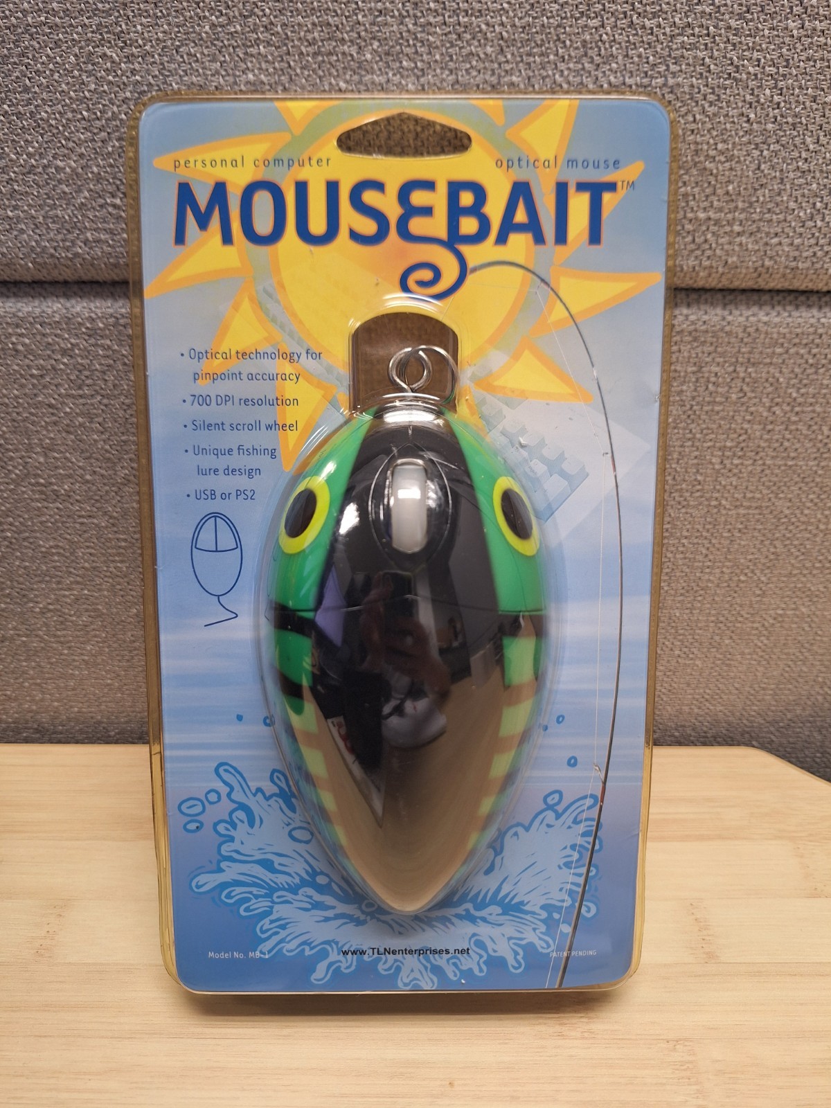 Vintage 90s MOUSEBAIT Optical Computer Mouse Unique Fishing Lure Design RARE New