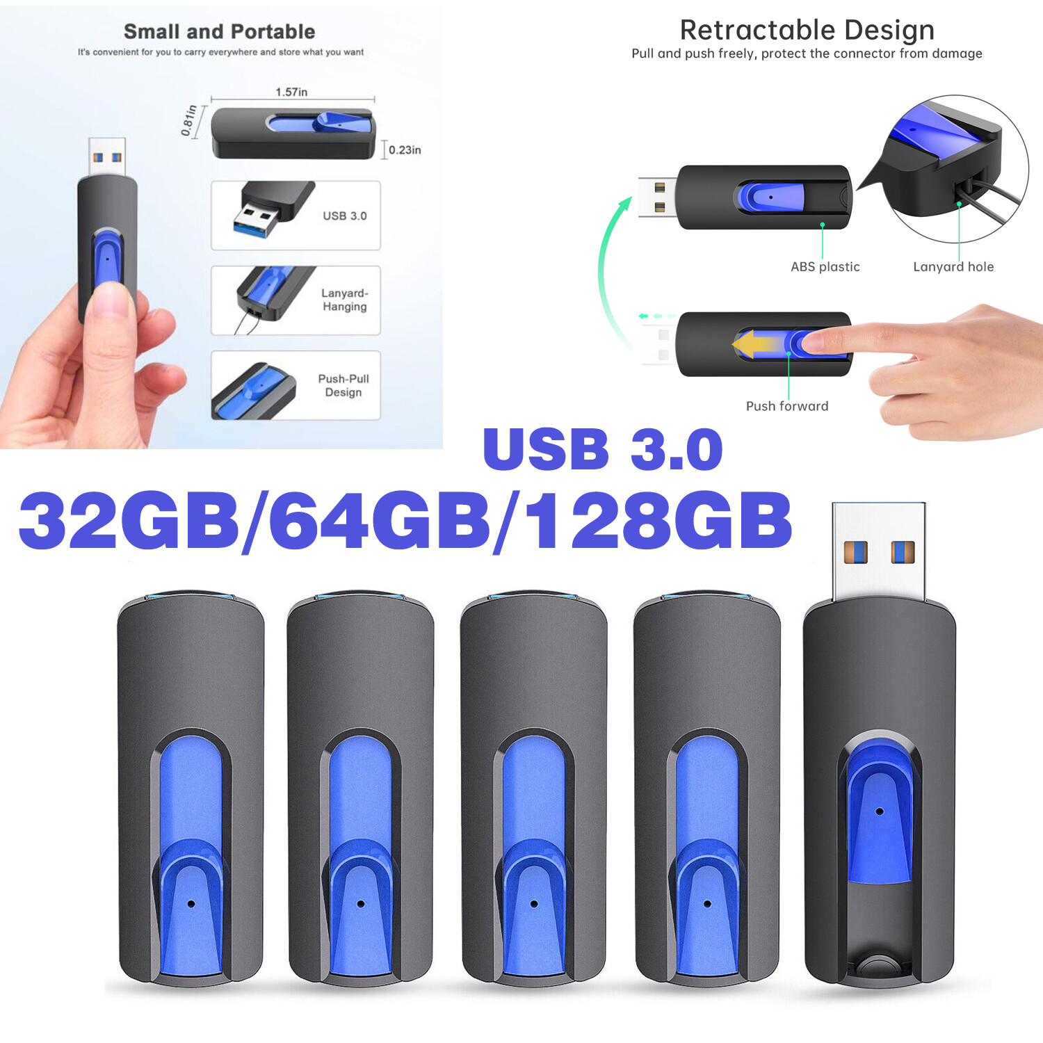 5PCS 128GB 64GB 32GB 16GB USB 3.0 Flash Drive High Speed USB Sticks Thumb Drive