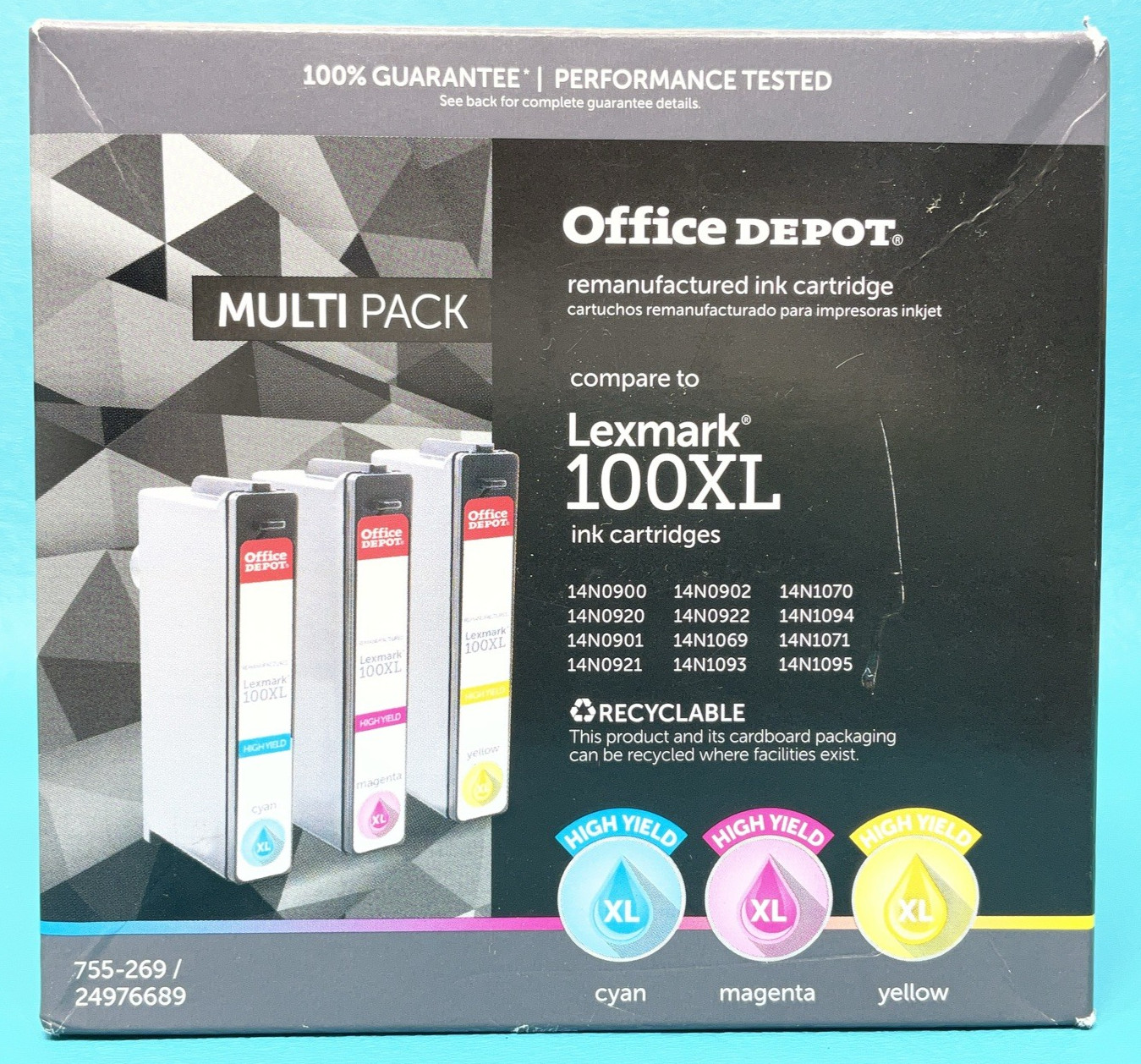 Office Depot Lexmark XL100 Multi Pack Ink Cartridges include Cyan Magenta Yellow
