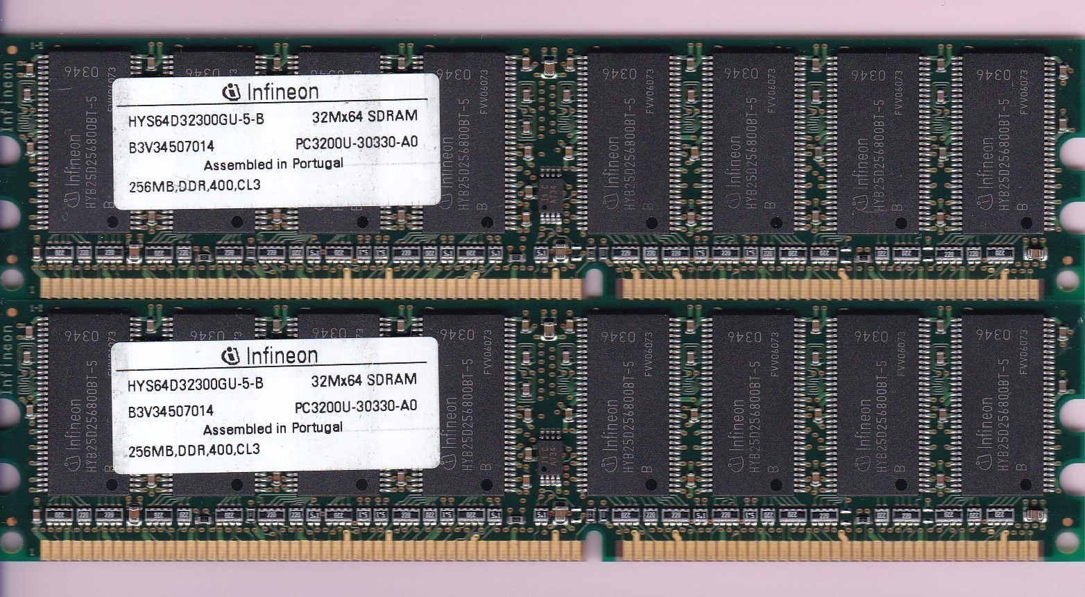 512MB 2x256MB DDR-400 INFINEON Memory Kit PC-3200 HYS64D32300GU-5-B DDR1 PT
