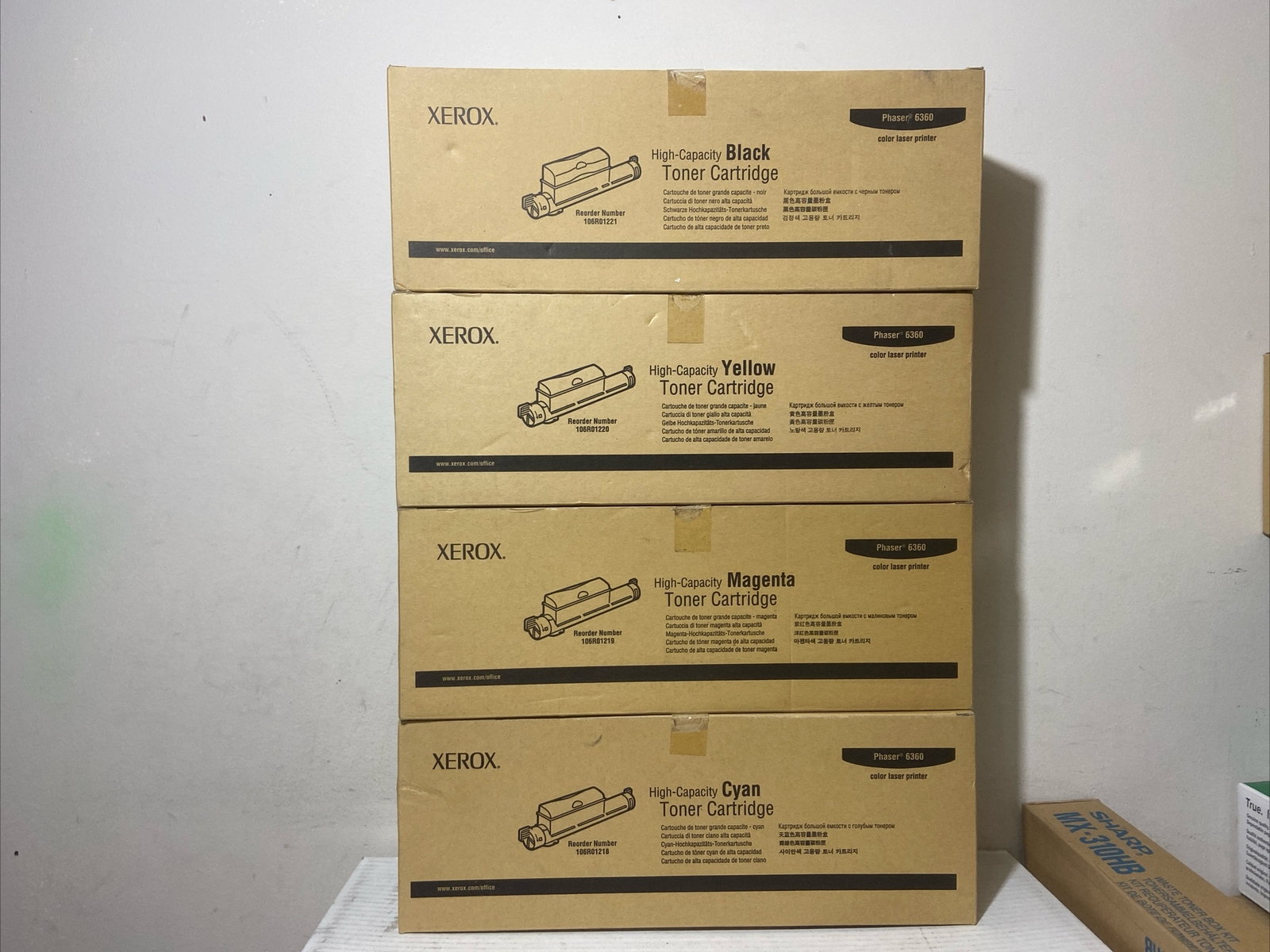 Genuine Xerox 106R01218 19 20 21 Phaser 6360 High Capacity Toner Cartridge CMYK