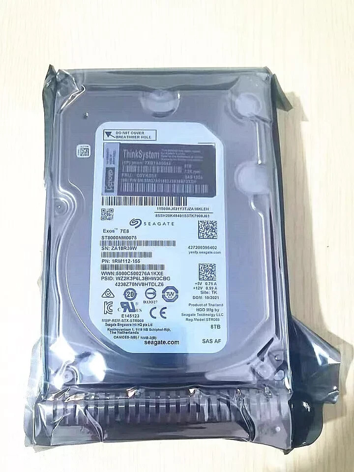 FOR Lenovo/IBM 00YK034 7XB7A00045 3.5 in 8TB 7.2K SAS 12G SR550 SR650 Hard Drive