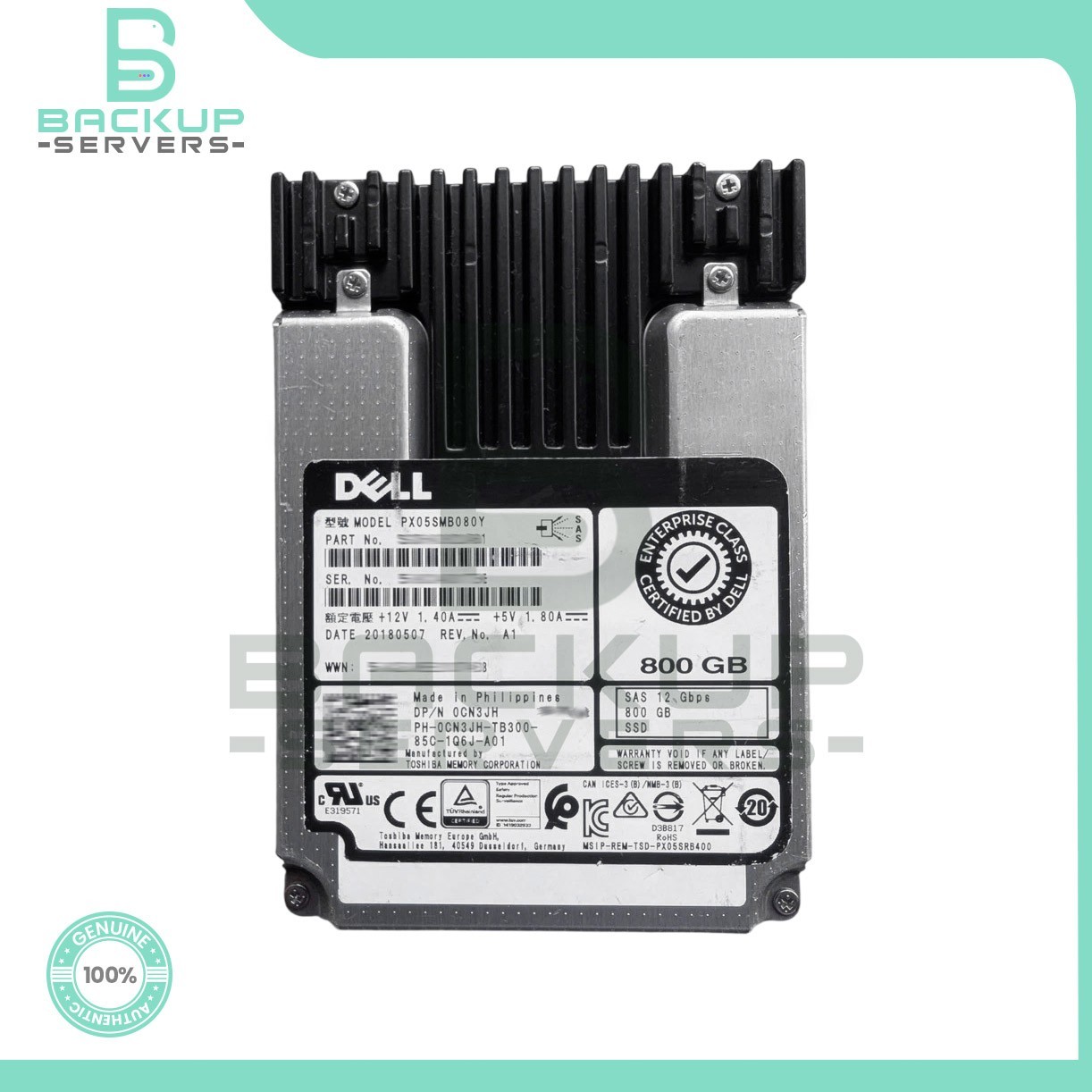 Dell PX05SMB080Y 800GB 12Gbps SAS 2.5" eMLC Enterprise Write Intensive SSD