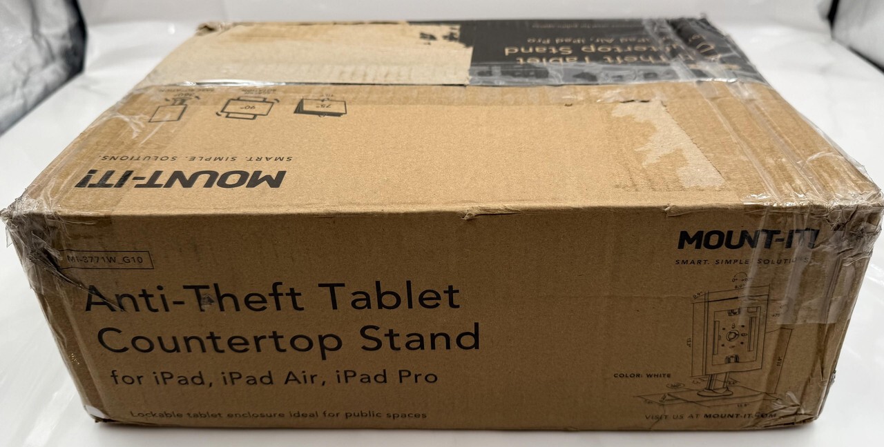 MOUNT-IT MI-3771W_G10 WHITE ANTI-THEFT TABLET COUNTERTOP STAND FOR IPAD/AIR/PRO