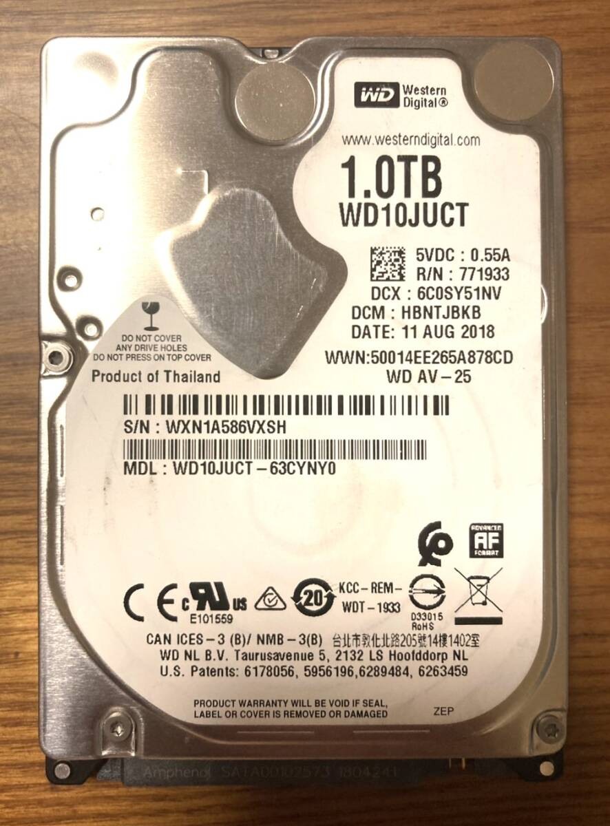 [Good condition] Western Digital WD10JUCT 2.5-inch HDD 1TB (Excellent for 24/7 o
