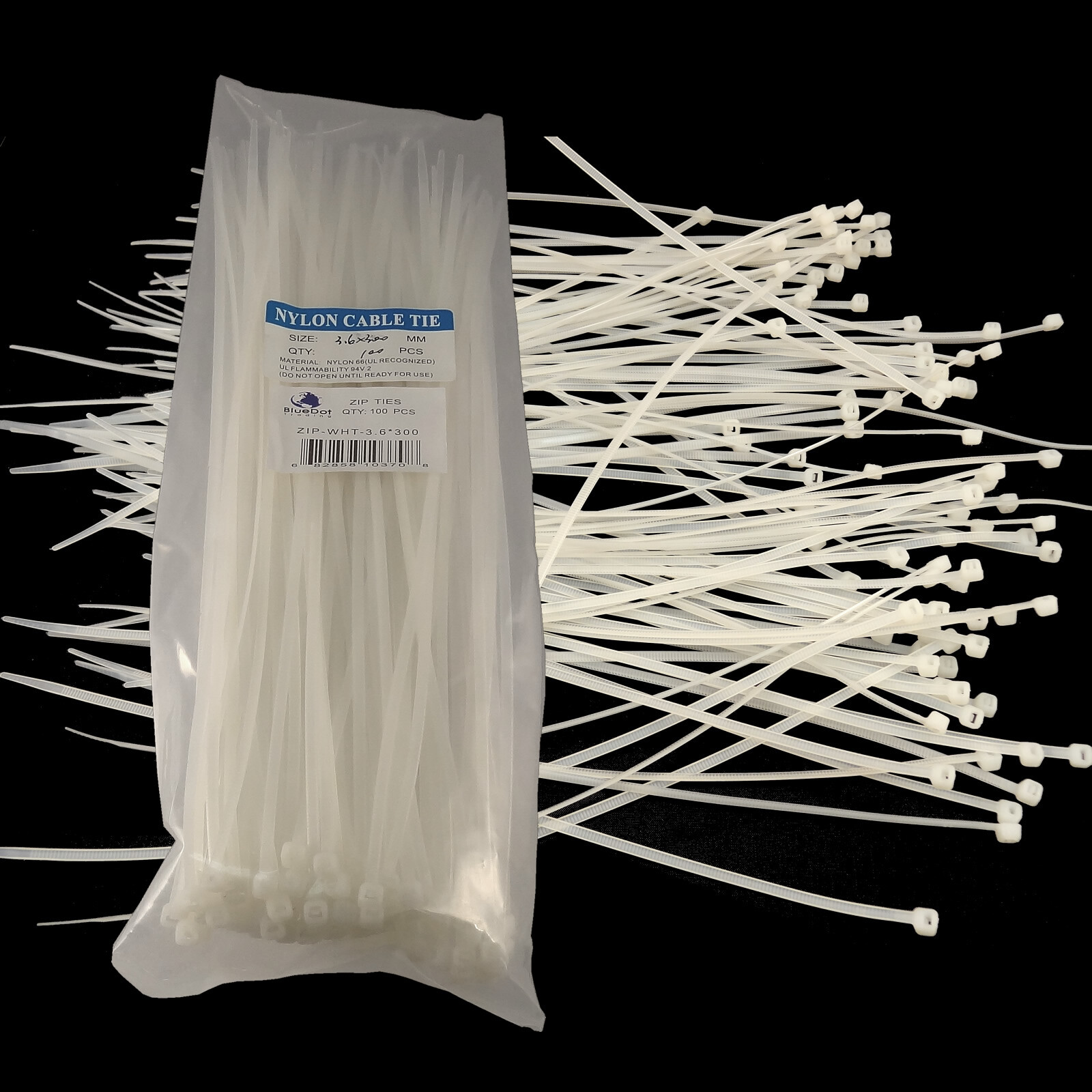100 PACK Nylon Cable Zip Tie 12 inch 40LBS WHITE Wire Cord Electrical FAST FREE