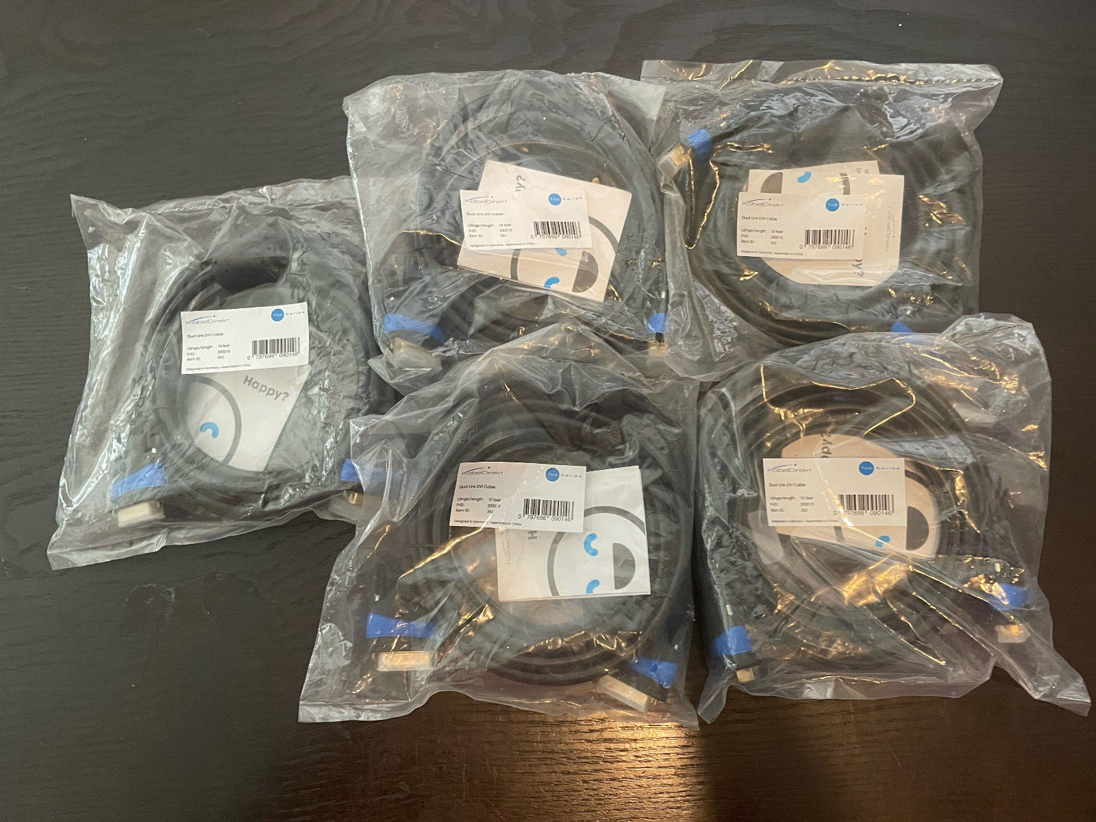 Lof of (5) KabelDirekt – DVI to DVI Dual Link Cable (10 feet) High Resolution