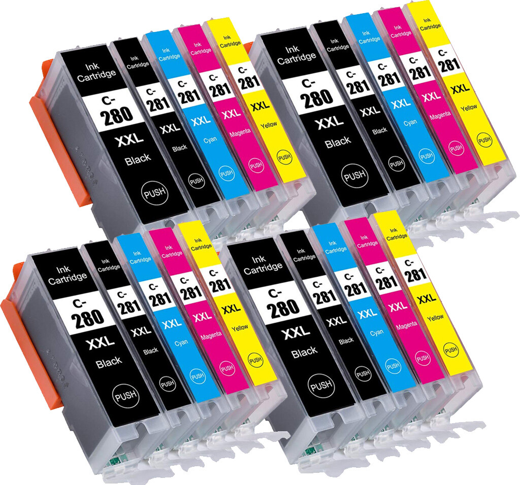 20PK XXL Printer Ink w/LED for PGI-280 CLI-281 Canon TS6320 TR8520 TR8620 TR8622