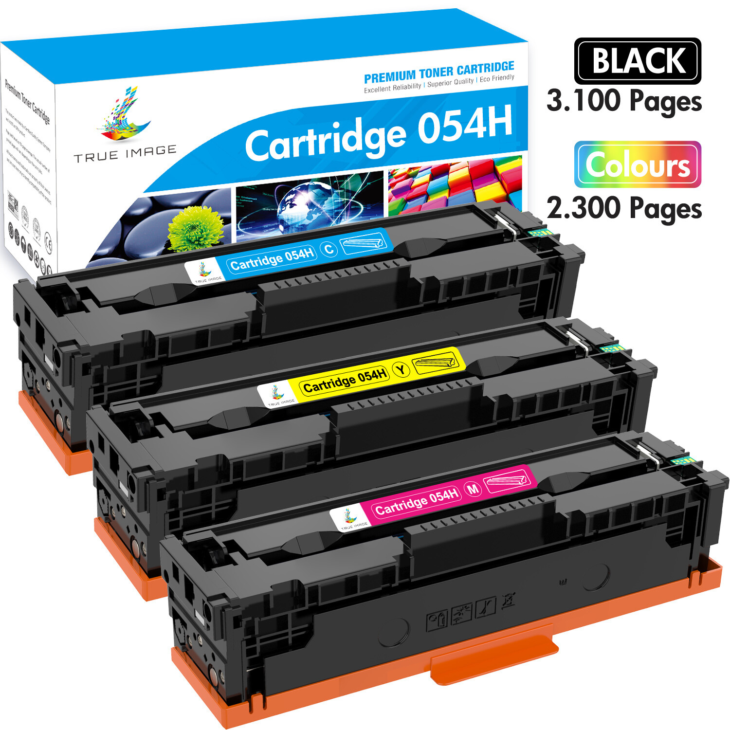 3 PACK CRG 054H Toner Cartridges for Canon 054 Toner Color ImageClass LBP622Cdw