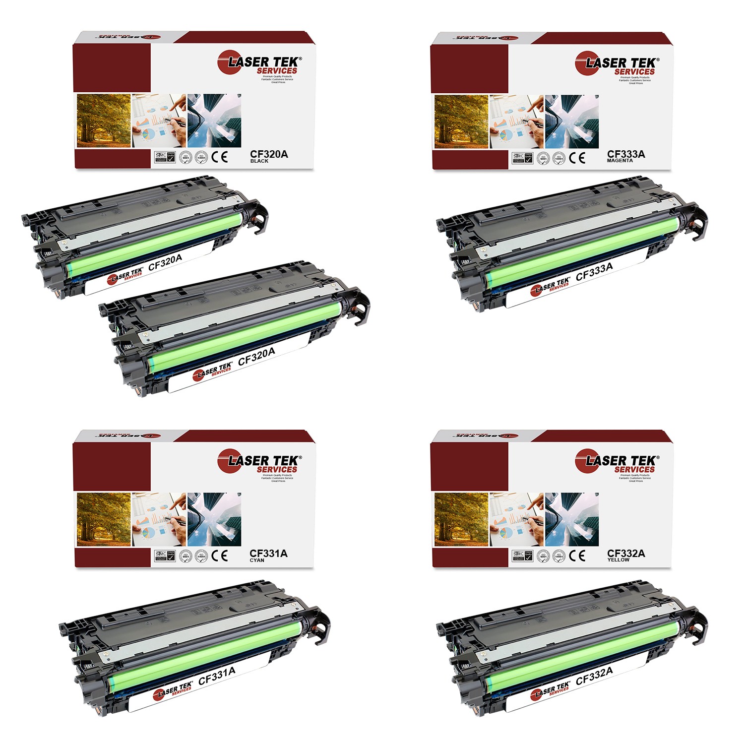 5Pk LTS 652A BCMY Compatible for HP LaserJet M680dn M680f M680z Toner Cartridge