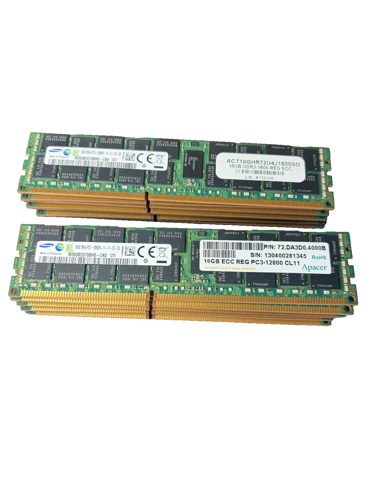 Samsung 16GB 2Rx4 PC3-12800R DDR3 1600MHz ECC REG Server RAM M393B2G70BH0-CK0