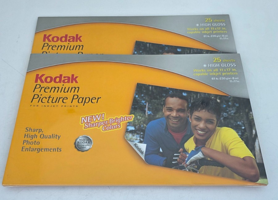 Kodak Premium 11x17 Photo Paper High Gloss (2) New In Packaging - 25 sheets each