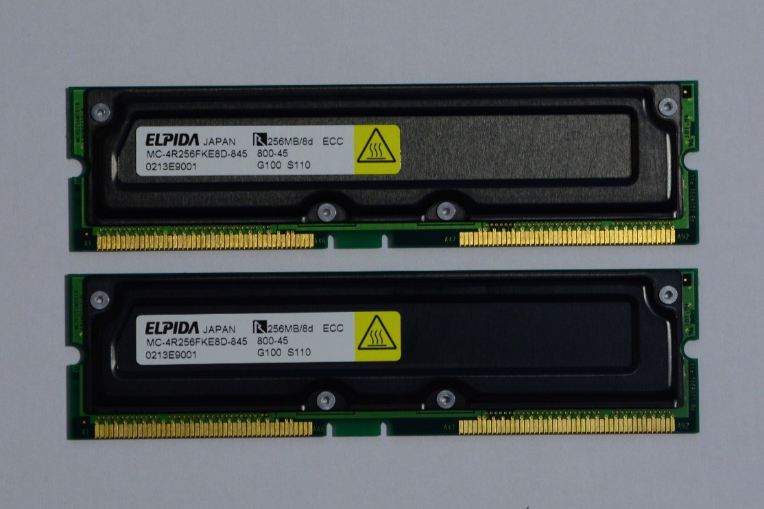 Elpida 512MB 2x256MB Rambus RAM | ECC | PC800 800MHz