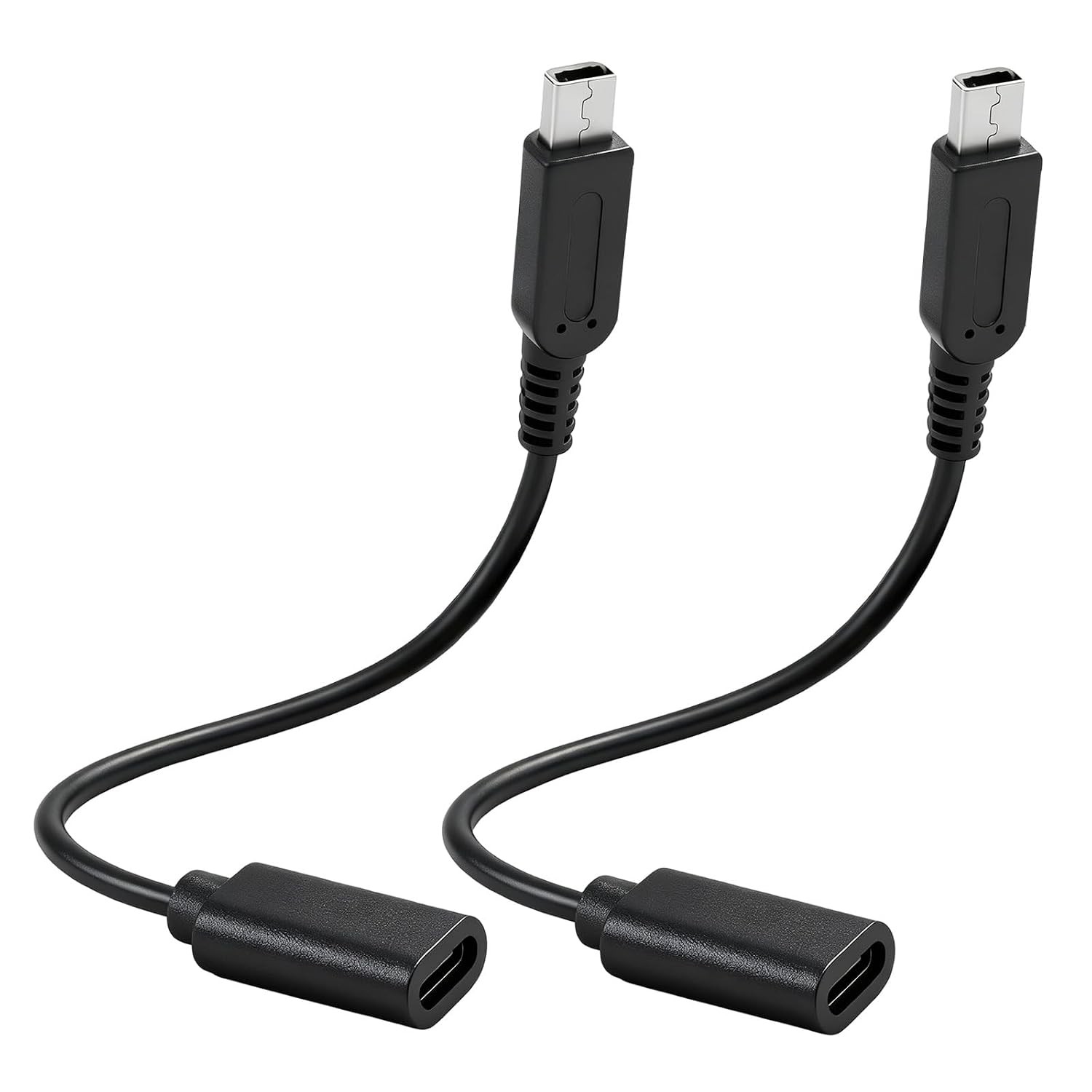 BTFO 2pcs USB Type-C to 3DS Charging Cable Adapter, 17.5 centimeters, black