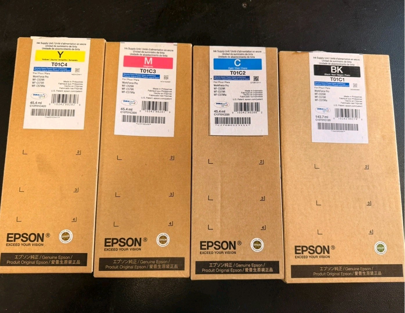 Epson T01C1 T01C2 T01C3 T01C4 Ink Cartridges Set For WF-C529R C579R C579Ra NEW