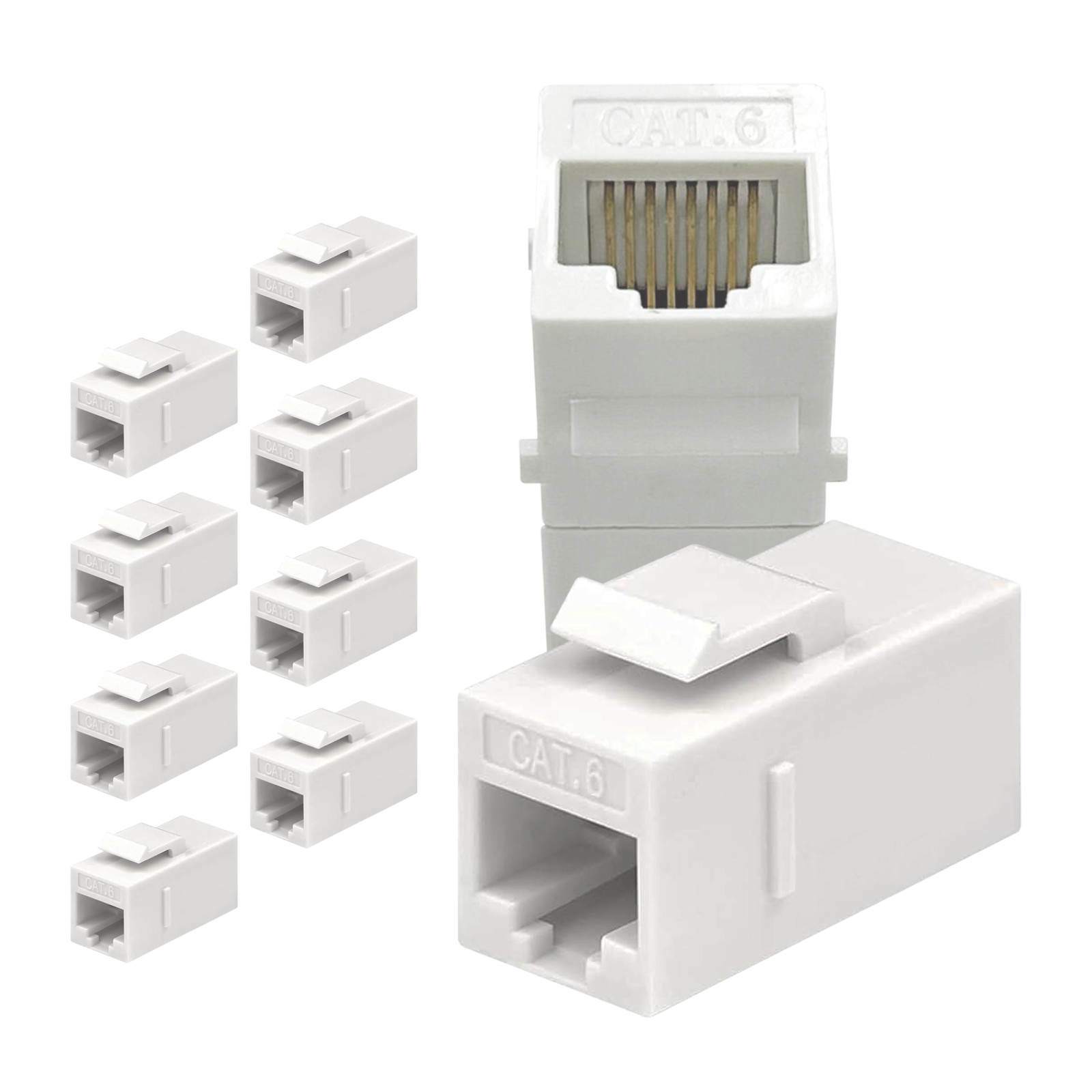 RJ45 Inline Coupler Cat7 Cat6 Cat5 Keystone Female Ethernet Connector 10 Pack