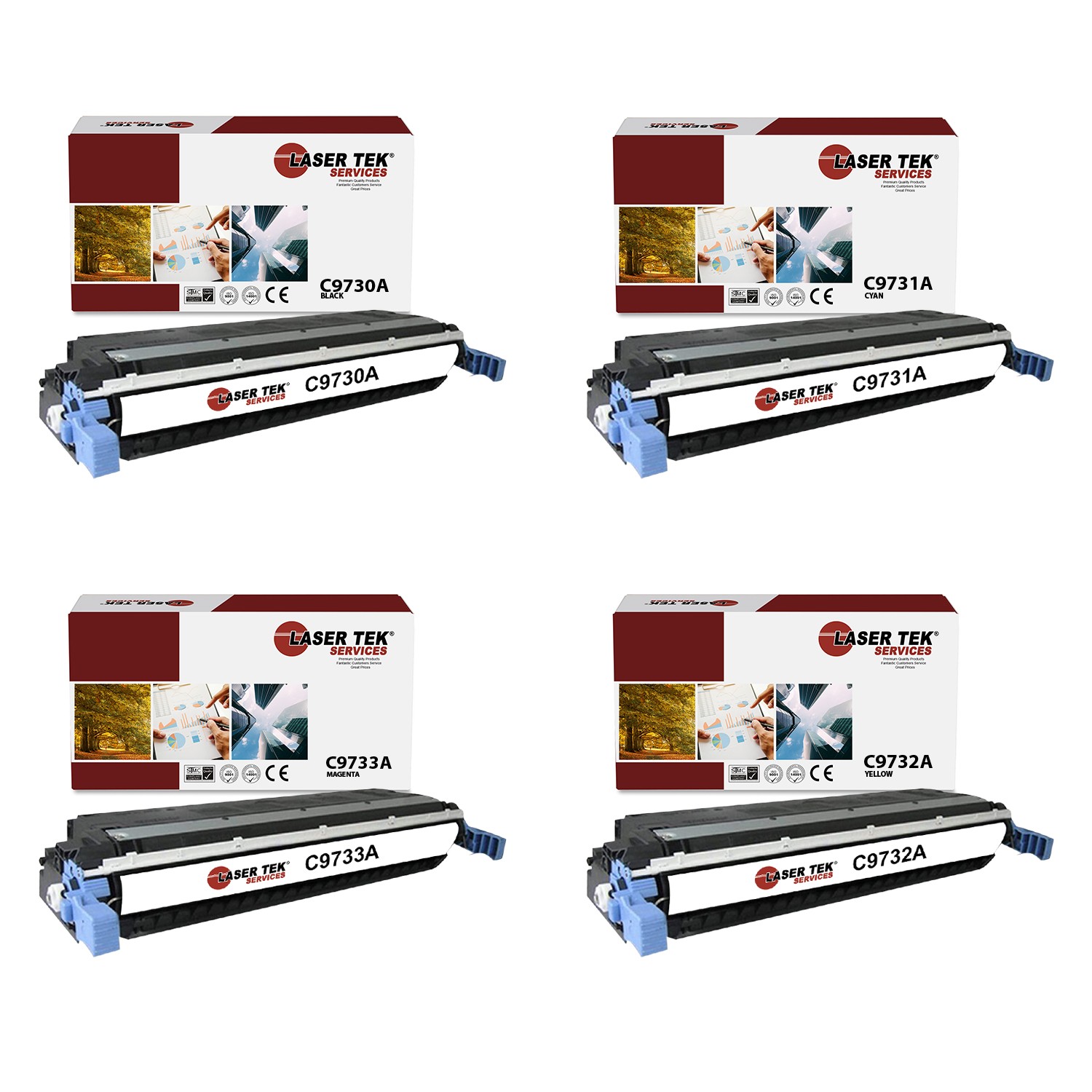 4Pk LTS 645A BCMY Compatible for HP LaserJet 5500 5500dn 5500n 5550 Toner