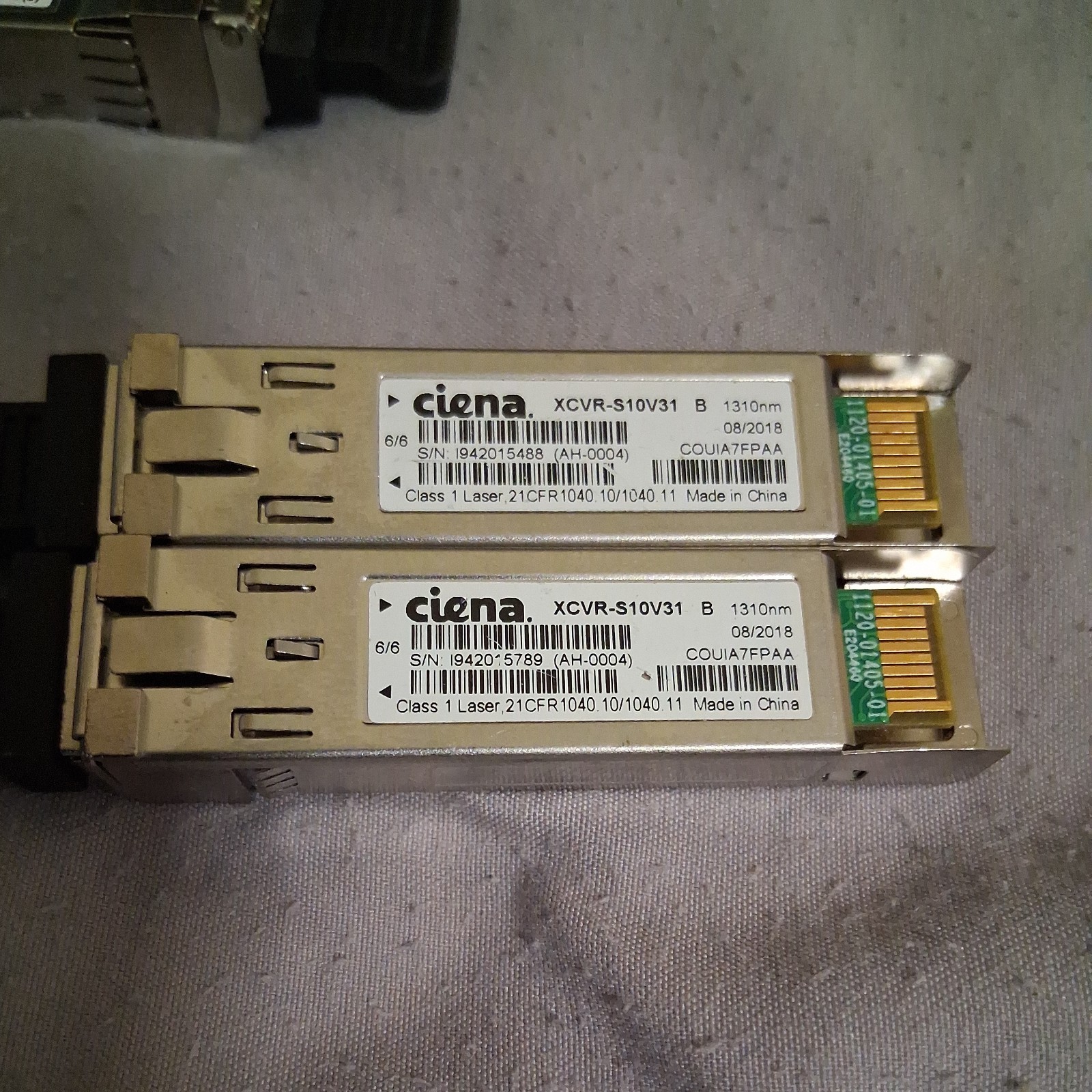 LOT OF 2 Ciena XCVR-S10V31 10GBASE-LR SFP+ 1310nm 10km COUIA7FPAA Optical Transc