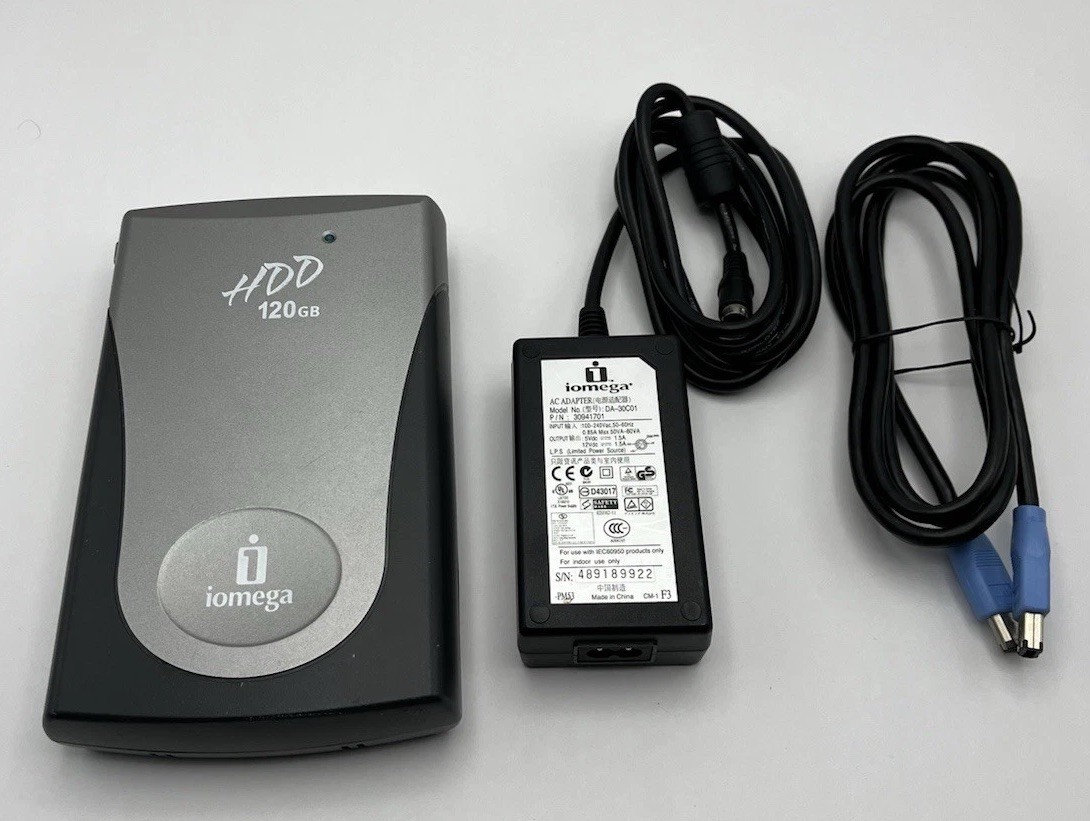PORTABLE DRIVE IOMEGA DHD120-C 120GB AC Powered USB 1.1 & 2.0 Firewire 400