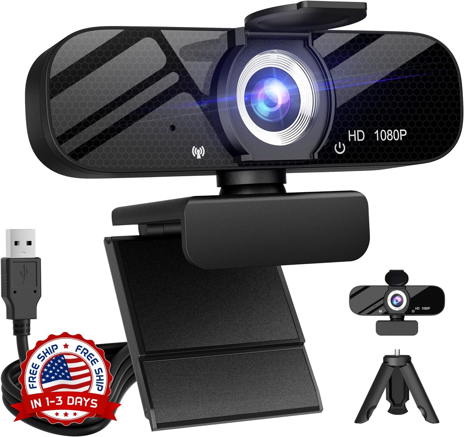 Cámara Web Para PC, Computadora Portátil, 1080P, Full HD, USB, Con Trípode NUEVO