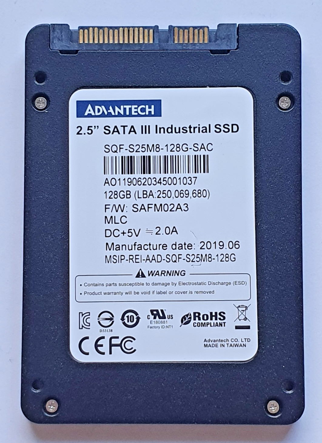 128GB SATA III Advantech SQFlash 830 SQF-S25M8-128G-SAC MLC Industrial SSD 2.5"