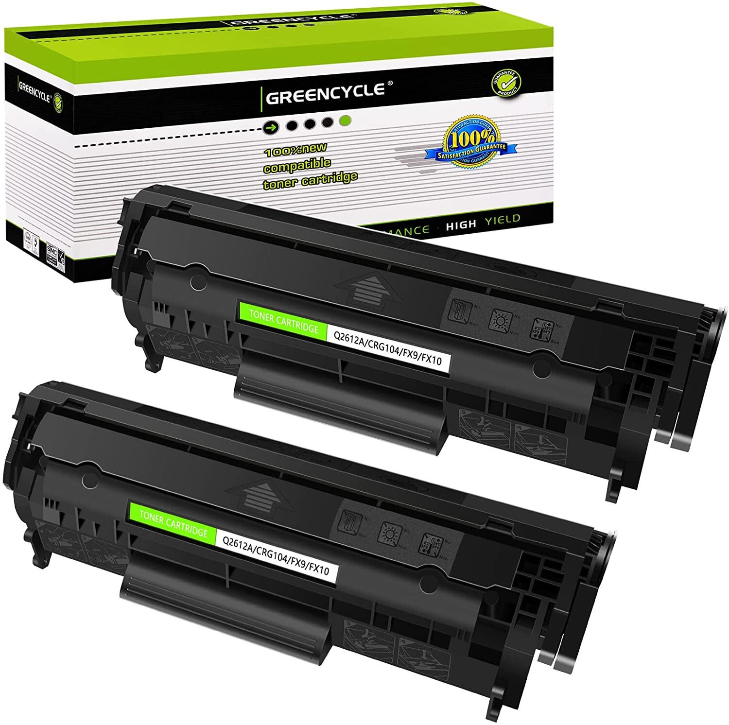 GREENCYCLE 2PK Q2612A Toner Cartridge Compatible For HP LaserJet 1010 1015 3015